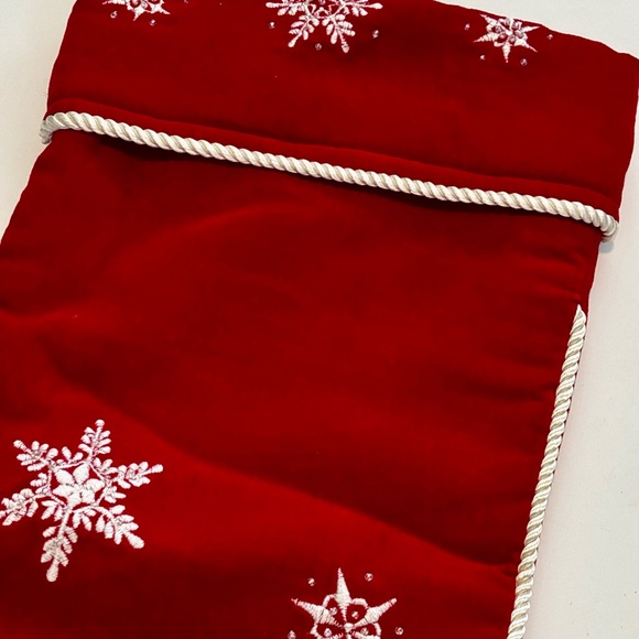 Red Holiday Stocking with Snowflake Design - Picture 3 of 5